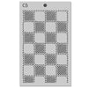 Metallic stencil with geometric pattern on a white background