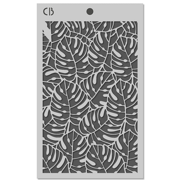 Stencil with leaf pattern on a white background