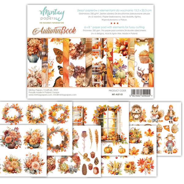 Mintay AUTUMN BOOK 6x8 Pad Fussy Cutting Elements #MT-Aut-01