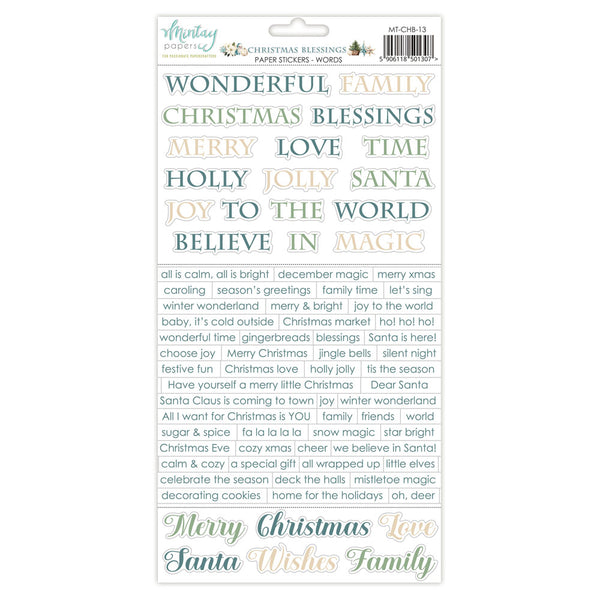 Mintay CHRISTMAS BLESSINGS WORDS 6x12" Paper Stickers #MT-CHB-13