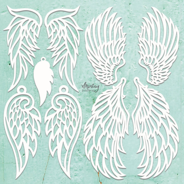 Mintay ANGEL WINGS 12"x12" Chippies Chipboard Embellishment #MT-CHIP2-D19