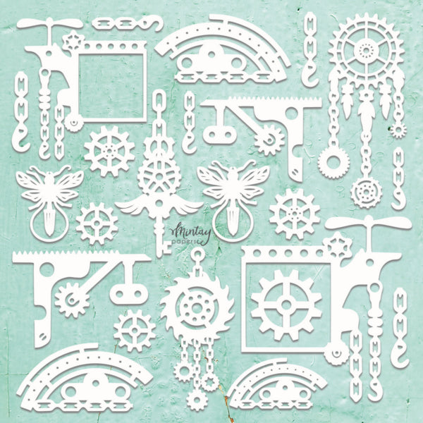 Mintay STEAMPUNK 12"x12" Chippies Chipboard Embellishment #MT-CHIP2-D41