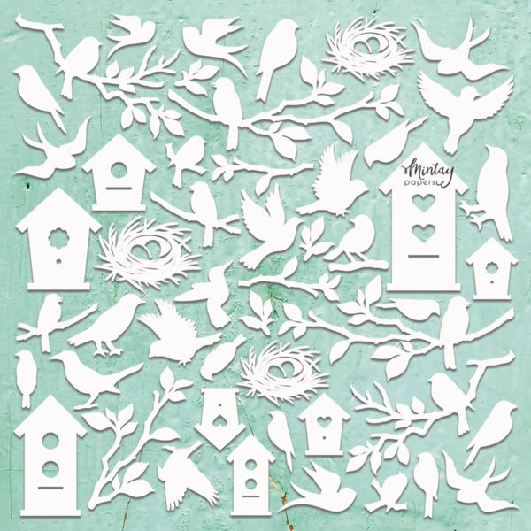 Mintay BIRDS 12"x12" Chippies Chipboard Embellishment #MT-CHIP2-D70