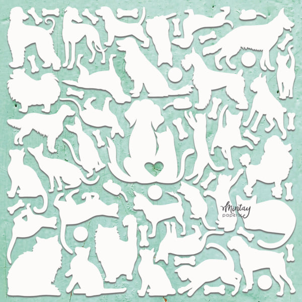 Mintay CATS & DOGS 12"x12" Chippies Chipboard Embellishment #MT-CHIP2-D71