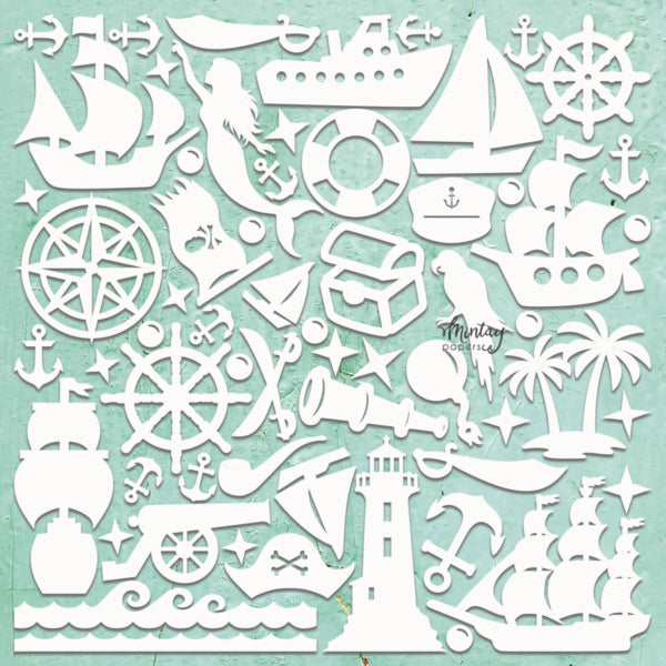 Mintay PIRATE BAY 12"x12" Chippies Chipboard Embellishment #MT-CHIP2-D79