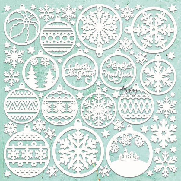 Mintay CHRISTMAS ORNAMENTS 2 12"x12" Chippies Chipboard Embellishment #MT-CHIP2-D81