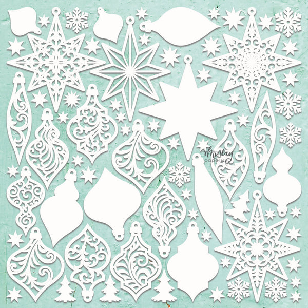 Mintay CHRISTMAS ORNAMENTS 3 12"x12" Chippies Chipboard Embellishment #MT-CHIP2-D82