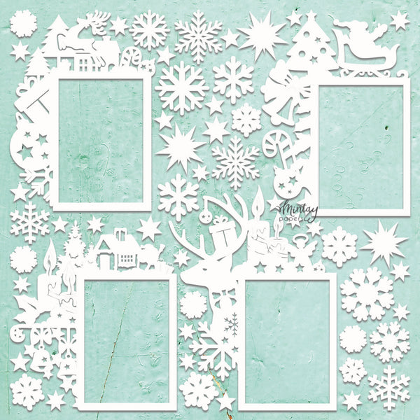 Mintay CHRISTMAS FRAMES 12"x12" Chippies Chipboard Embellishment #MT-CHIP2-D83