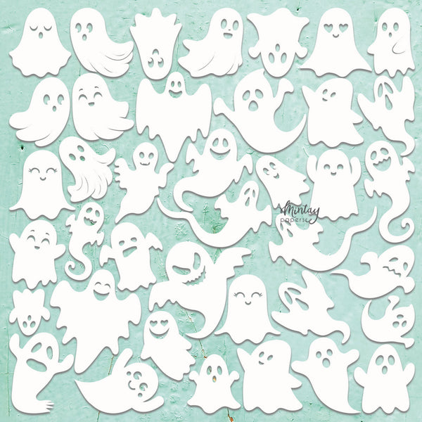 Mintay GHOSTS Halloween 12"x12" Chippies Chipboard Embellishment #MT-CHIP2-D84