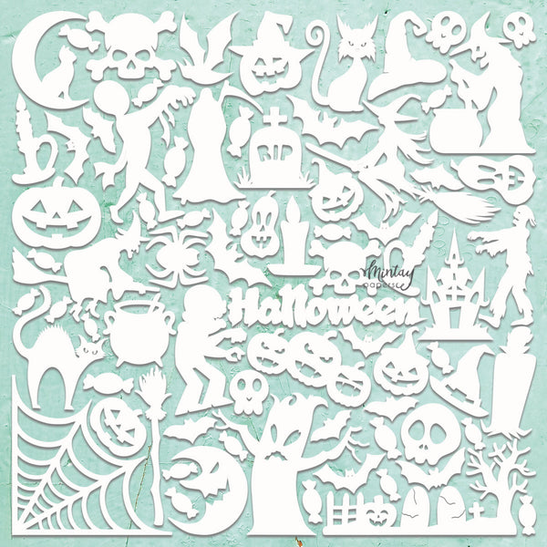 Mintay HALLOWEEN MIX 12"x12" Chippies Chipboard Embellishment #MT-CHIP2-D85