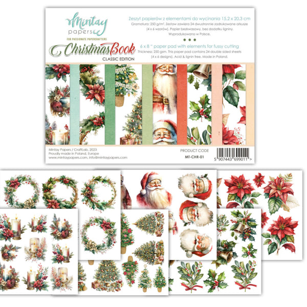 Mintay Christmas Book CLASSIC EDITION 6x8 Pad Fussy Cutting Elements #MT-Chr-01