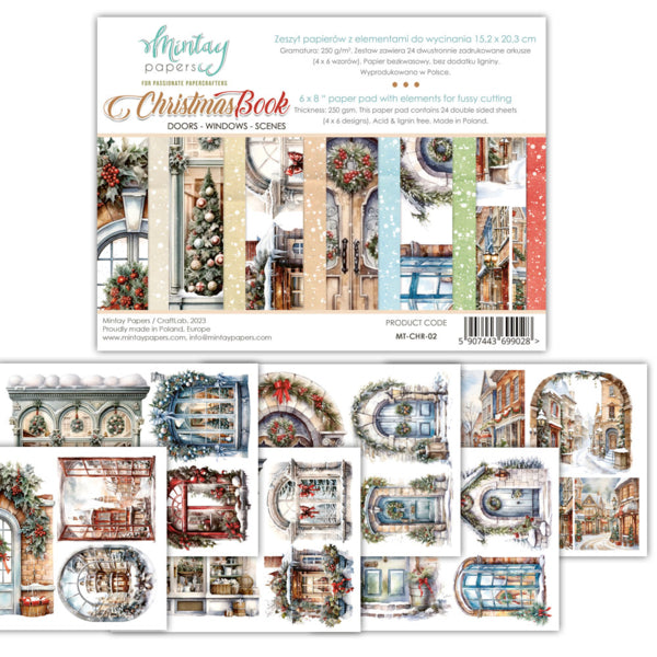 Mintay Christmas Book DOORS WINDOWS Scenes 6x8 Pad Fussy Cutting Elements #MT-Chr-02