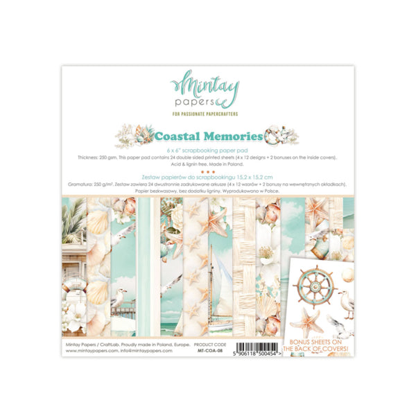 Mintay COASTAL MEMORIES 6x6 Scrapbooking Paper Pad #Mt-COA-08