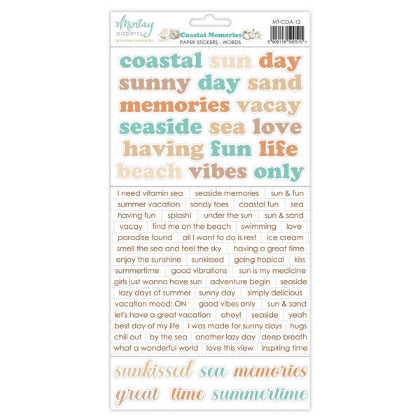 Mintay COASTAL MEMORIES Words 6x12" Paper Stickers #Mt-Coa-13