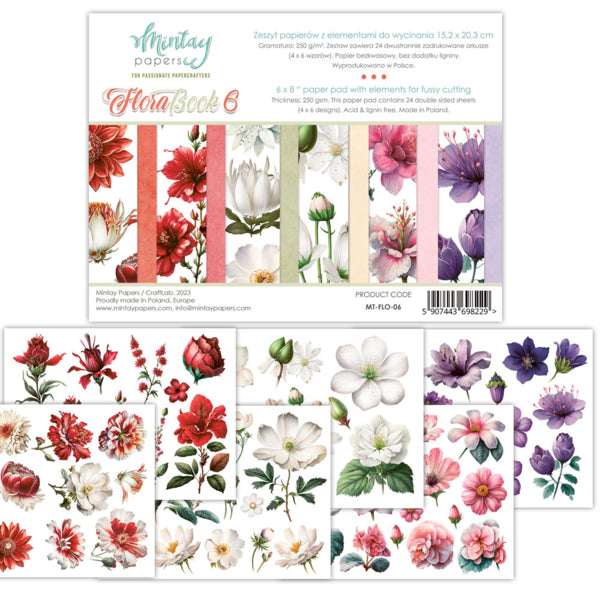 Mintay Flora Book 06 FLOWERS Edition 6x8 Pad Fussy Cutting Elements #MT-FLO-06