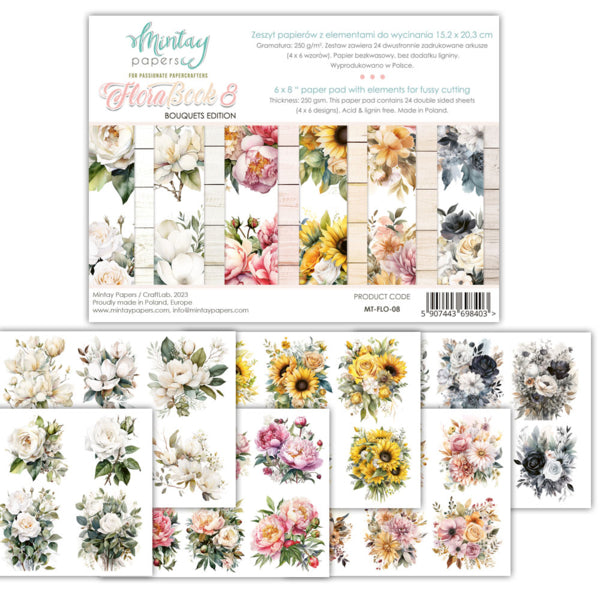 Mintay Flora Book 8 BOUQUETS Edition 6x8 Pad Fussy Cutting Elements #MT-FLO-08