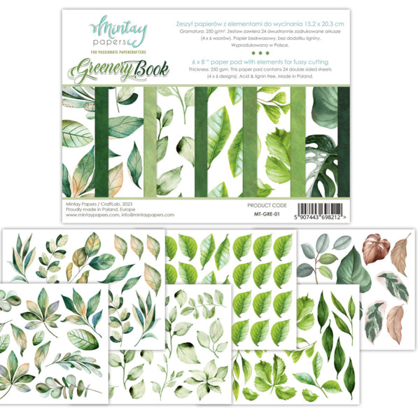 Mintay GREENERY Book 6x8 Pad Fussy Cutting Elements #MT-GRE-01