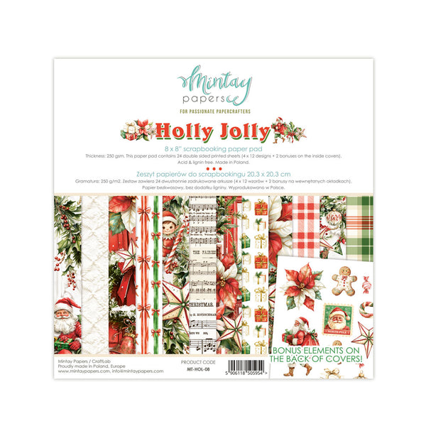 Mintay HOLLY JOLLY Christmas 8X8 Scrapbooking Paper Pad #MT-HOL-08