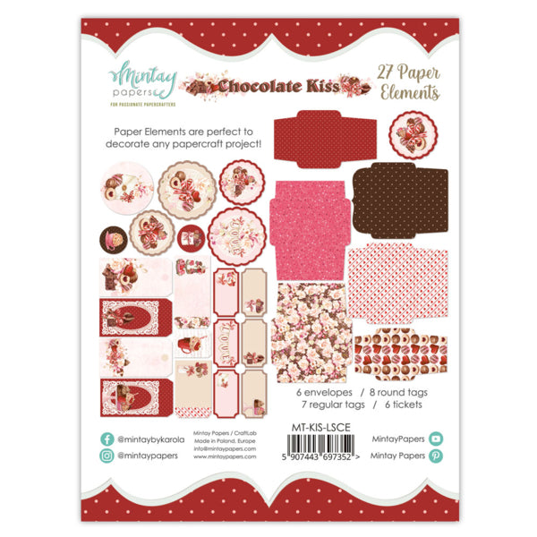 Mintay CHOCOLATE KISS Paper Elements 27 Pieces #Mt-KIS-Lsce