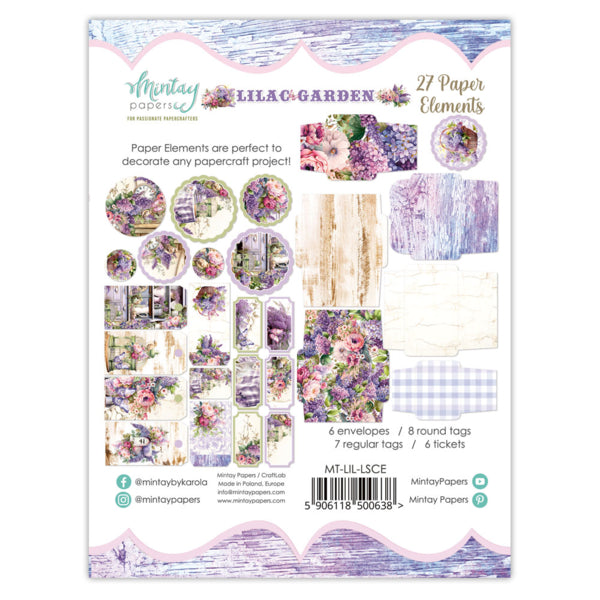 Mintay LILAC GARDEN Paper ELEMENTS 27 Pieces #Mt-Lil-Lsce