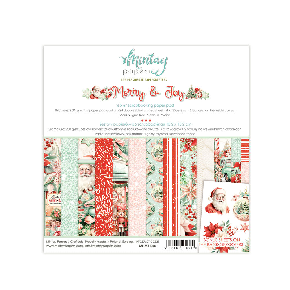 Mintay MERRY & JOY 6x6 Scrapbooking Paper Pad #MT-MAJ-08