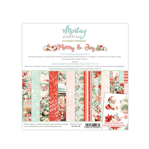 Mintay MERRY & JOY 6x6 Scrapbooking Paper Pad #MT-MAJ-08