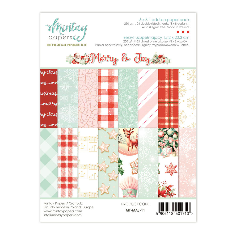 Mintay MERRY & JOY 6x8 Add On Paper Pack #MT-MAJ-11