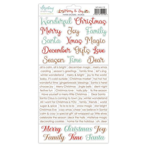 Mintay MERRY & JOY WORDS 6x12" Paper Stickers #MT-MAJ-13