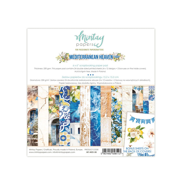 Mintay MEDITERRANEAN HEAVEN 6x6 Scrapbooking Paper Pad #MT-MED-08