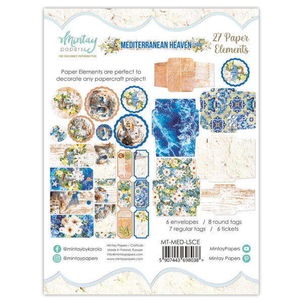 Mintay MEDITERRANEAN HEAVEN Paper Elements 27 Pieces #MT-MED-LSCE