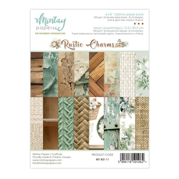 Mintay Flora RUSTIC CHARMS 6x8 Add On Paper Pack #Mt-RST-11