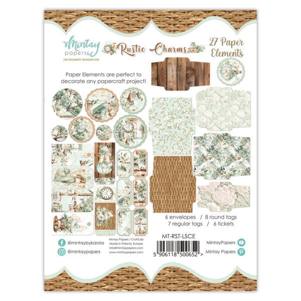 Mintay RUSTIC CHARMS Paper ELEMENTS 27 Pieces #Mt-Rst-Lsce