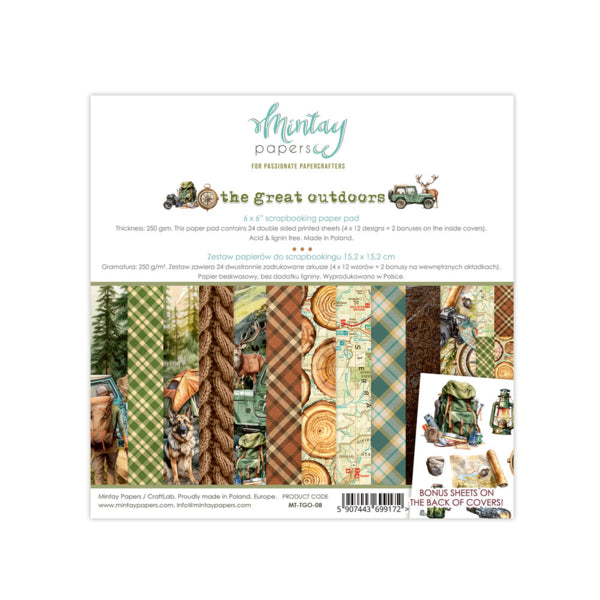 Mintay THE GREAT OUTDOORS 6x6 Scrapbooking Paper Pad #MT-TGO-08