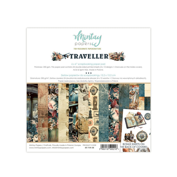 Mintay TRAVELLER 6x6 Scrapbooking Paper Pad #MT-TVR-08