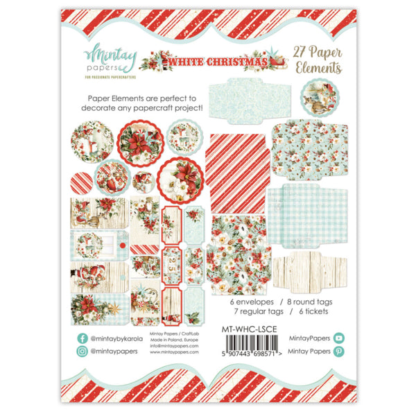 Mintay WHITE CHRISTMAS Paper ELEMENTS 27 Pieces #MT-WHC-LSCE