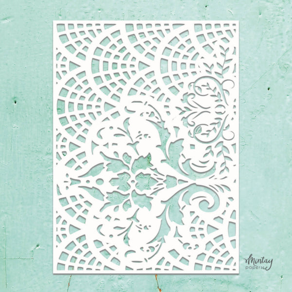 Mintay Kreativa LACEY 6x8 Decorative Stencil #MTK-STEN-02