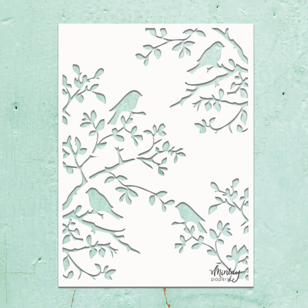 Mintay Kreativa BIRDS 6x8 Decorative Stencil #MTK-STEN-25