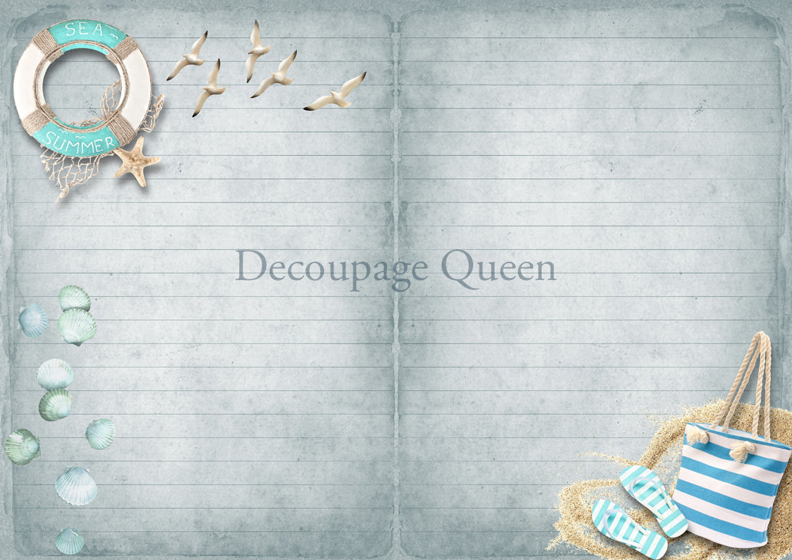 Decoupage Queen SEASIDE GREETINGS A4 Journal Kit #DQJP0003