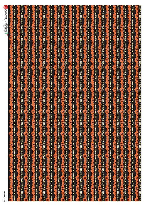 Paper Designs HALLOWEEN PUMPKIN STRIPES A4 Decoupage Rice Paper #Pattern 0084