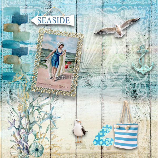 Decoupage Queen SEASIDE GREETINGS MINI Scrapbook Set 6X6 - 12 pages #DQSB0011-mini