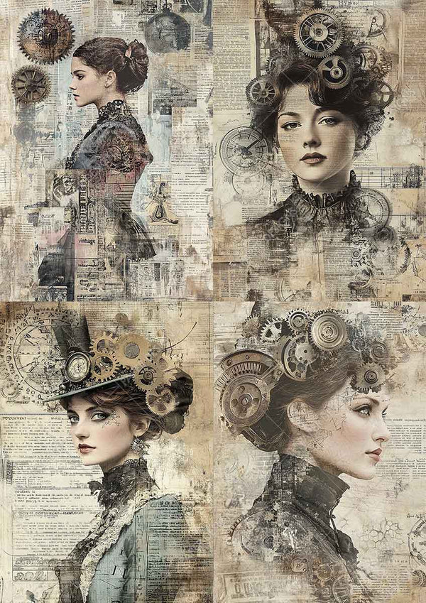 Paper Designs STEAMPUNK AGE Collection A4 Rice Paper for Decoupage 10 Sheets #RPC_002