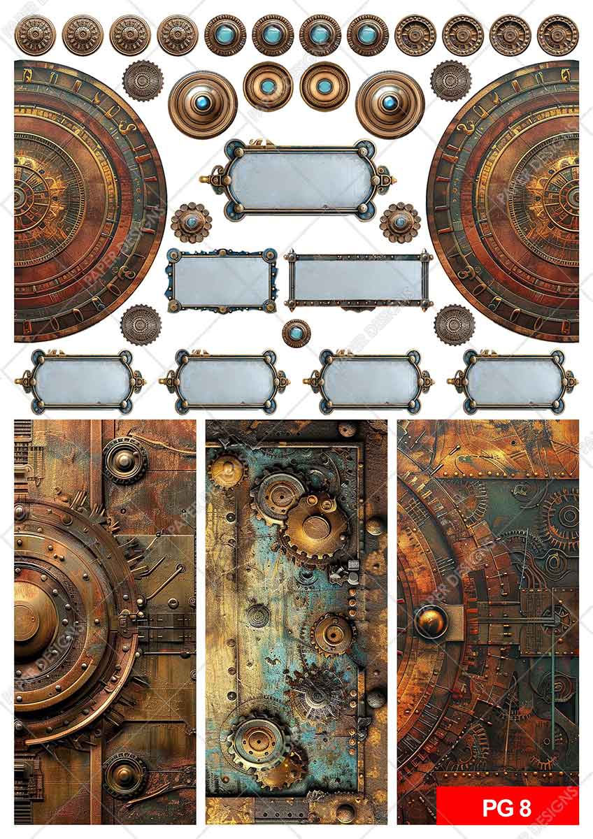 Paper Designs STEAMPUNK AGE Junk Journal Kit 10 A4 Sheets #JJK_002