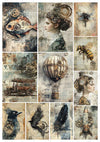 Paper Designs STEAMPUNK AGE Collection A4 Rice Paper for Decoupage 10 Sheets #RPC_002