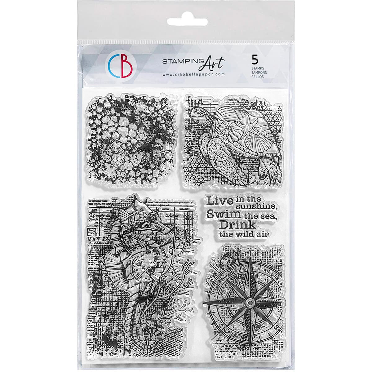 Ciao Bella Coral Reef MECHANICAL MARINE Clear Stamp Set 6