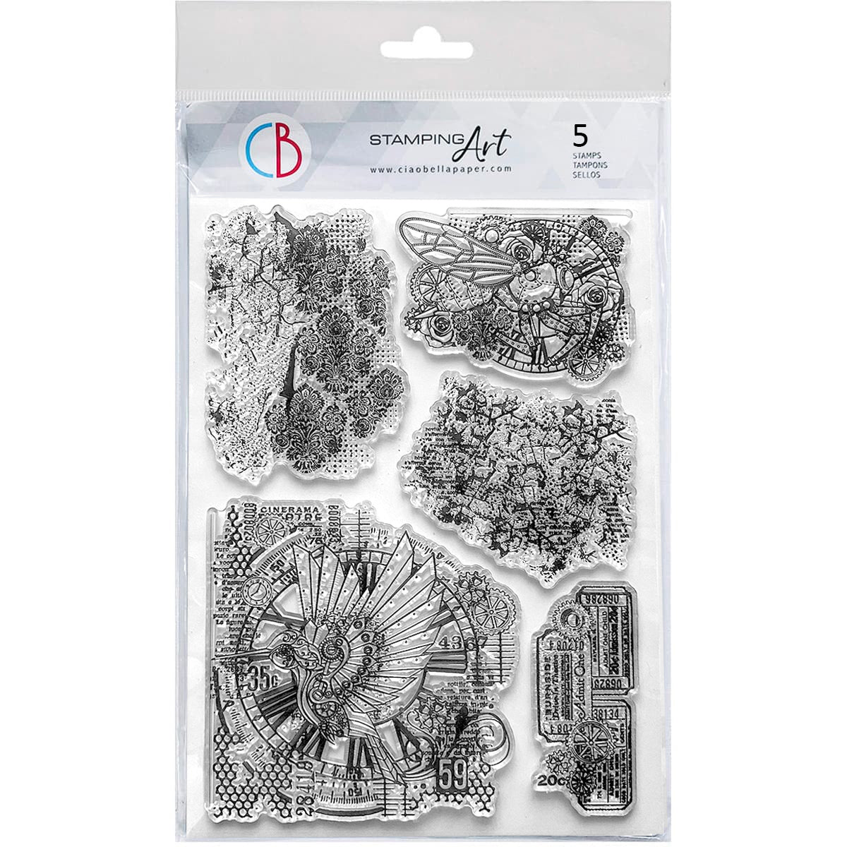 Ciao Bella Esprit de Voyage MECHANICAL MARVELS Clear Stamp Set 6