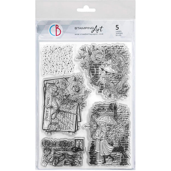 Ciao Bella PARIS JE T'AIME WINTER ROMANCE Christmas Clear Stamp Set 6"x8"  #PS8123