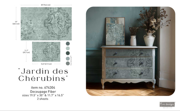 Re-Design with Prima JARDIN DES CHERUBINS Double Delight Decoupage FIBER Set 2 Sheets #674304