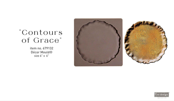 Decorative mould 'Contours of Grace' branding on a white background.
