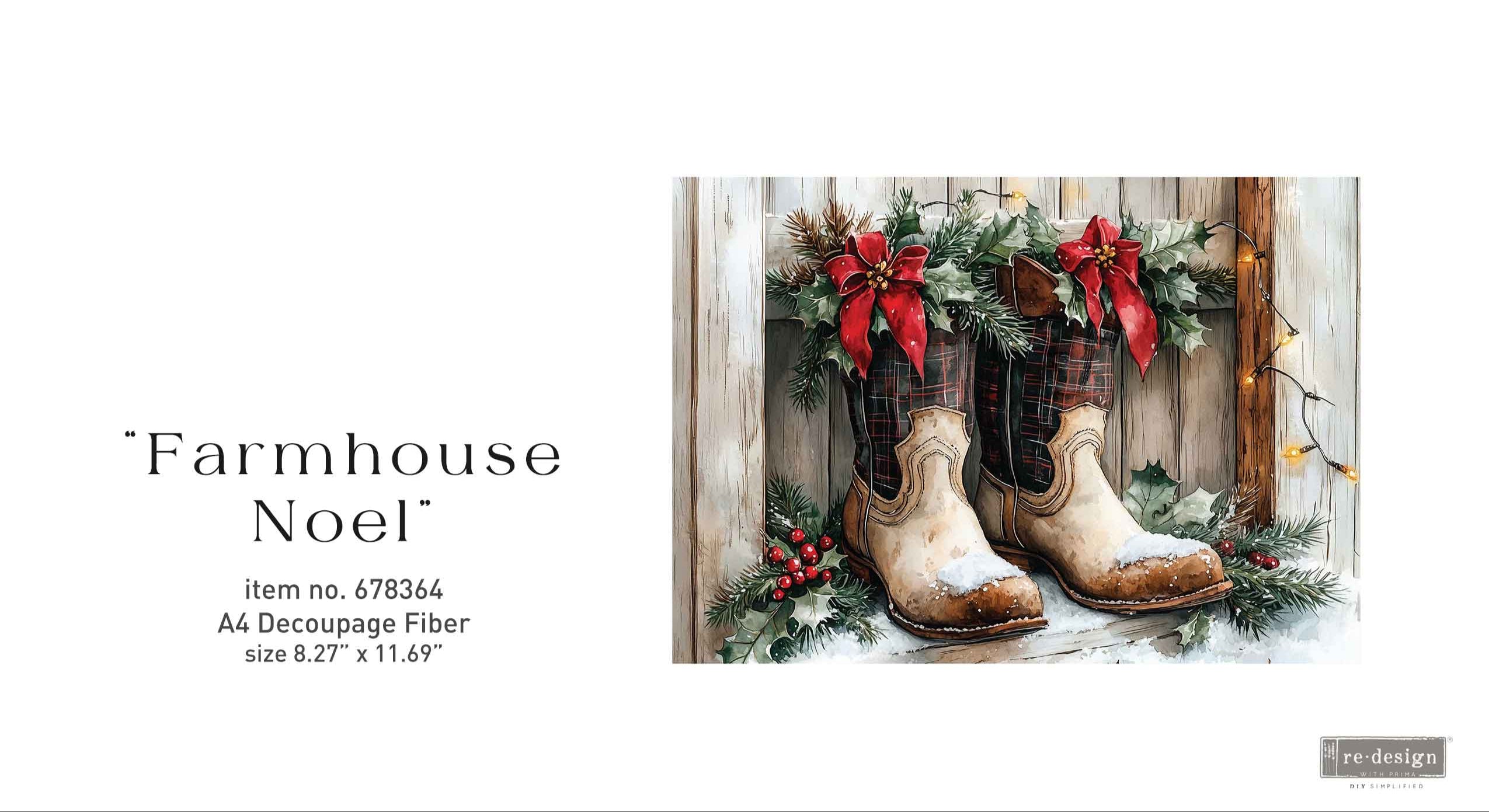 Christmas-themed products with boots on a white background.