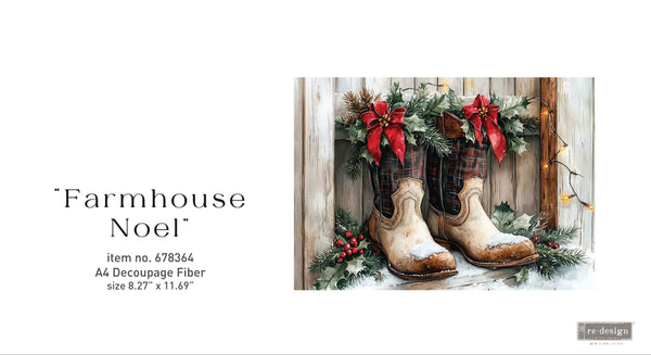 Christmas-themed products with boots on a white background.